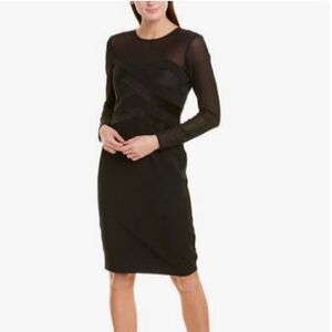 Taylor Long Sheer Sleeve Sheath Black Cocktail Evening‎ Dress NWT Sz 2